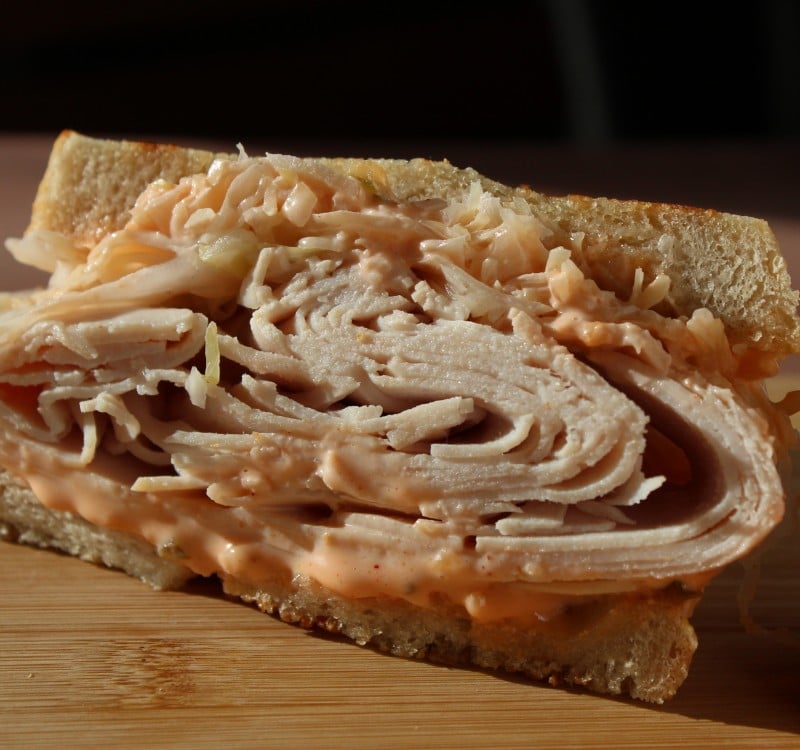 Turkey Reuben on Grilled Rye